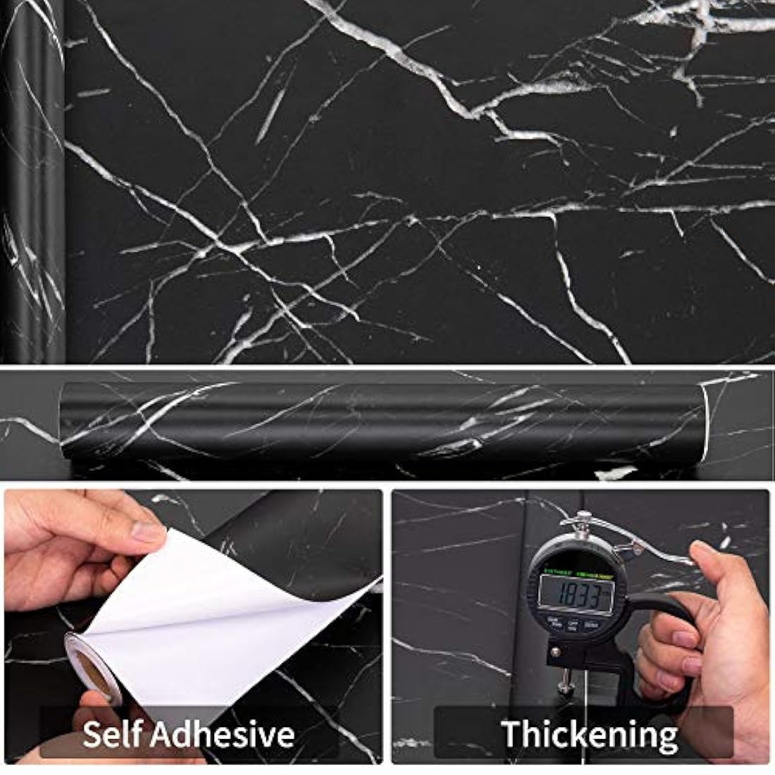 Papel de contacto de mármol negro cocina encimeras
