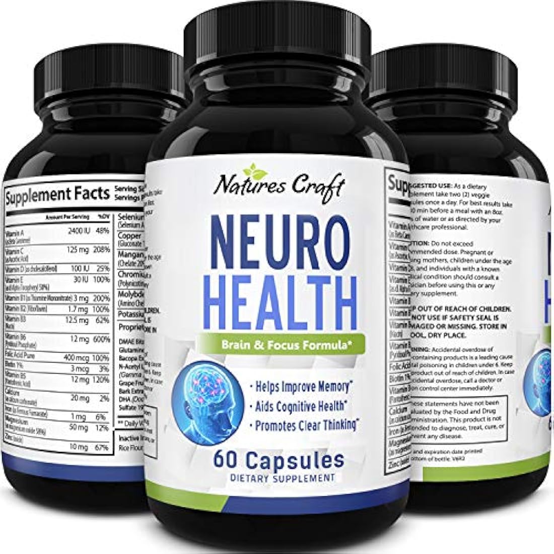 Suplemento de mejora mental píldoras nootrópicas naturales