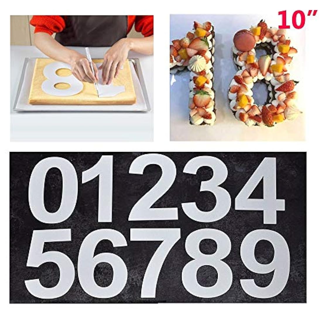 Molde de números grandes para tartas de 0 a 9 números