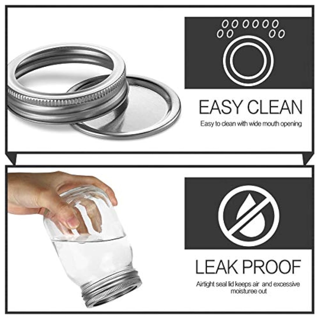 Tarros Mason 16 oz con tapas y bandas regulares