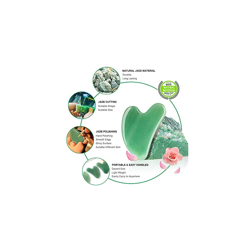 Cuidado Facia tabla de guasha de piedra de jade verde