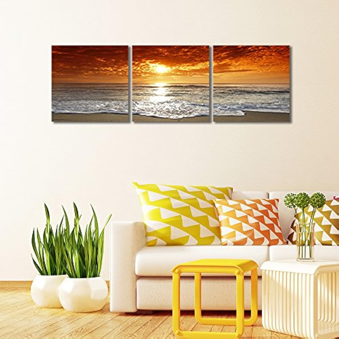 Pyradecor - 3 paneles Cuadros pinturas sobre lona Wall Art