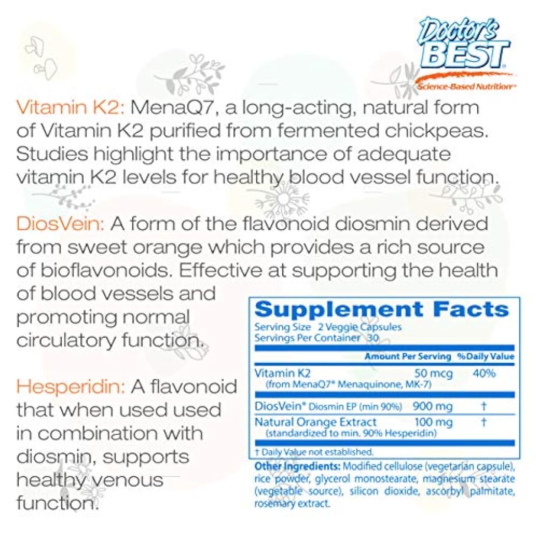 60 Cápsulas Vegetarianas soportes para venas