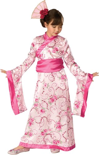 el disfraz de kimono rosado de la princesa asiática del niño
