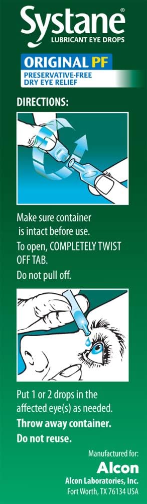 Viales de gotas oculares lubricantes de larga duración, 30 u