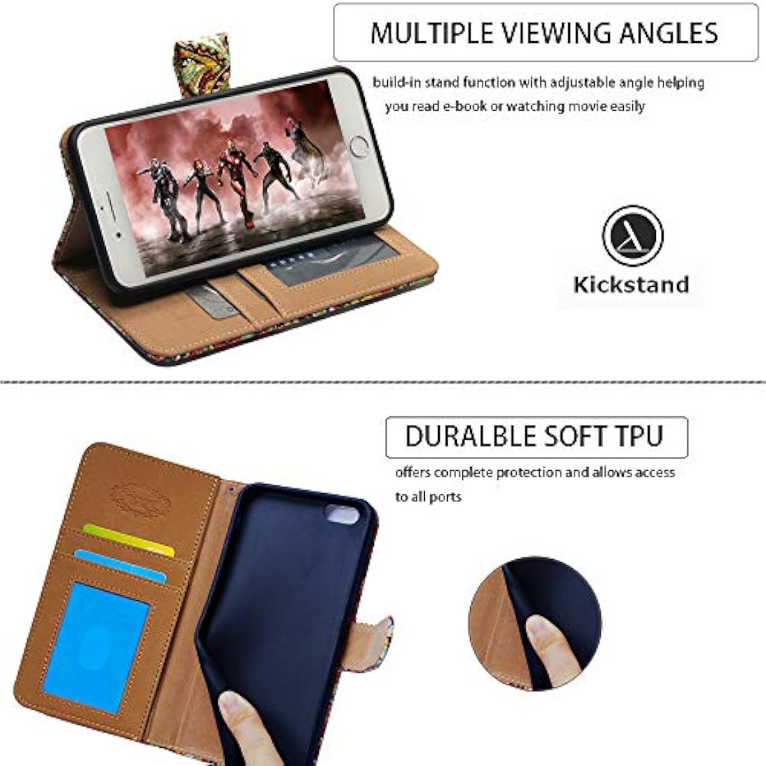 cartera Funda de piel sintética para iPhone 8 Plus