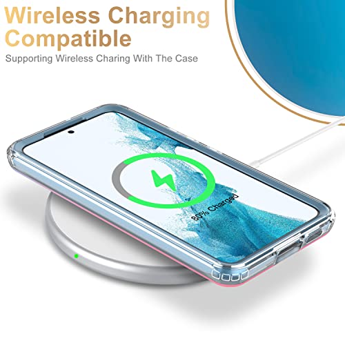 ESDOT Funda para Samsung Galaxy S22, grado militar, prueba de caídas de 21 pies, funda resistente con diseños de moda rosa azul para mujeres y niñas, funda protectora para Galaxy S22 de 6.1 pulgadas