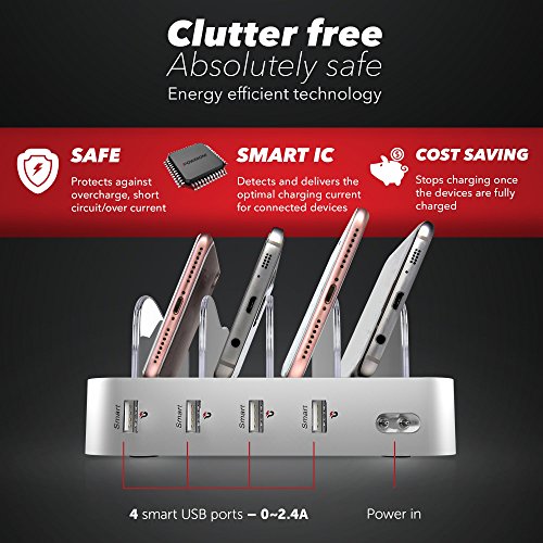 Estación de carga USB 4 puertos / para celulares y tabletas