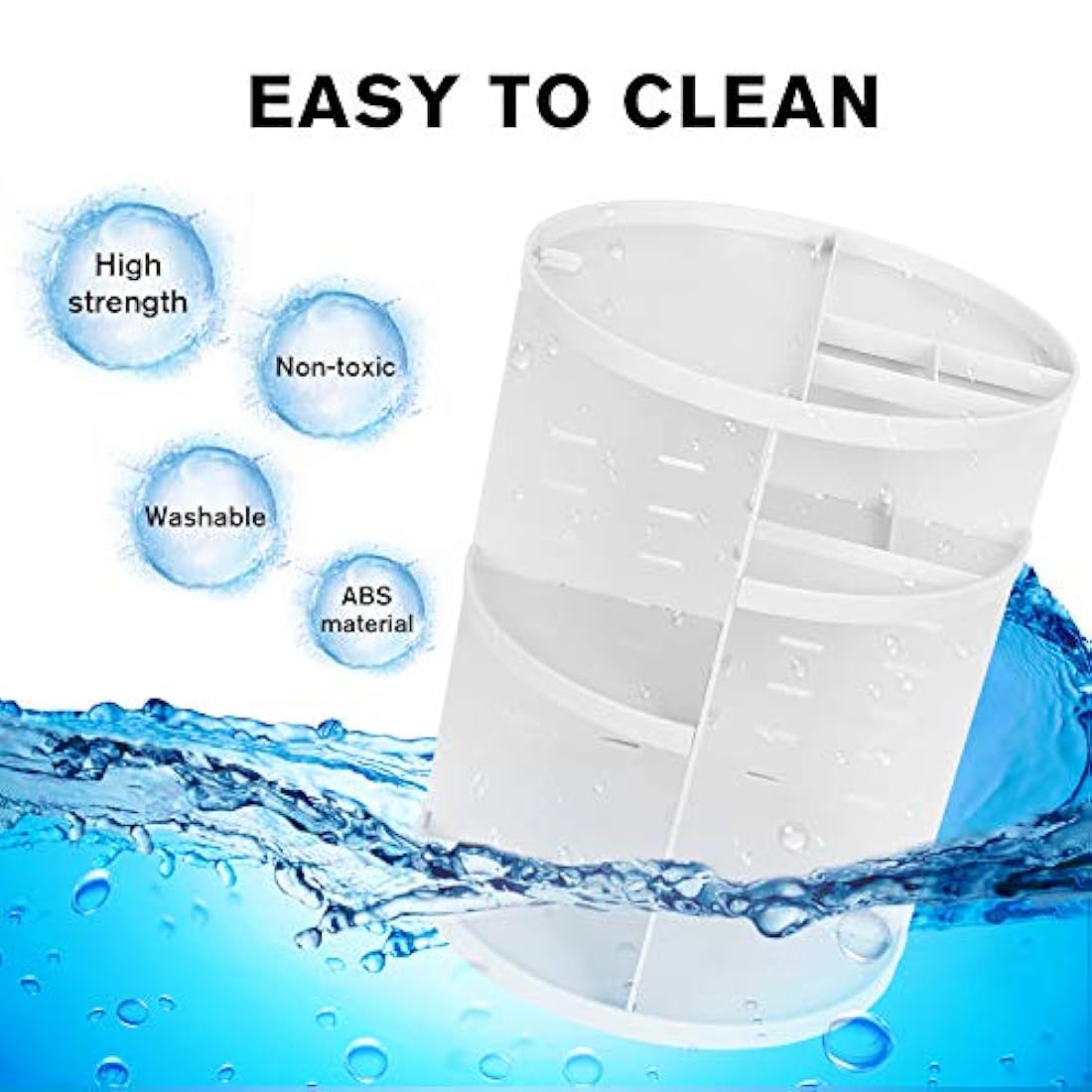 Organizador de maquilla rotativo Eloki 360, Blanco