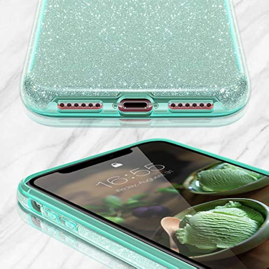 MATEPROX - Carcasa para iPhone 2019, diseño de brillantes