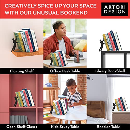 Sujetalibros decorativos de metal únicos, extremos ocultos caprichosos para una exhibición de libros genial, bonita decoración del hogar e idea de regalo moderna para estantes, escritorio o mesa (colgador)