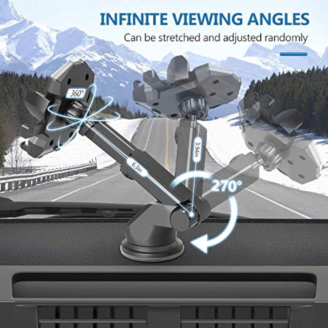 Soporte de teléfono para coche, universal, cuello largo