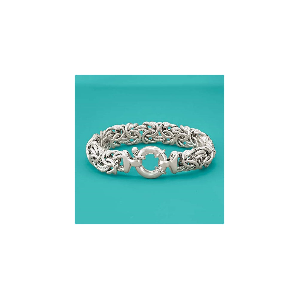 Pulseras bizantina de plata de ley italiana