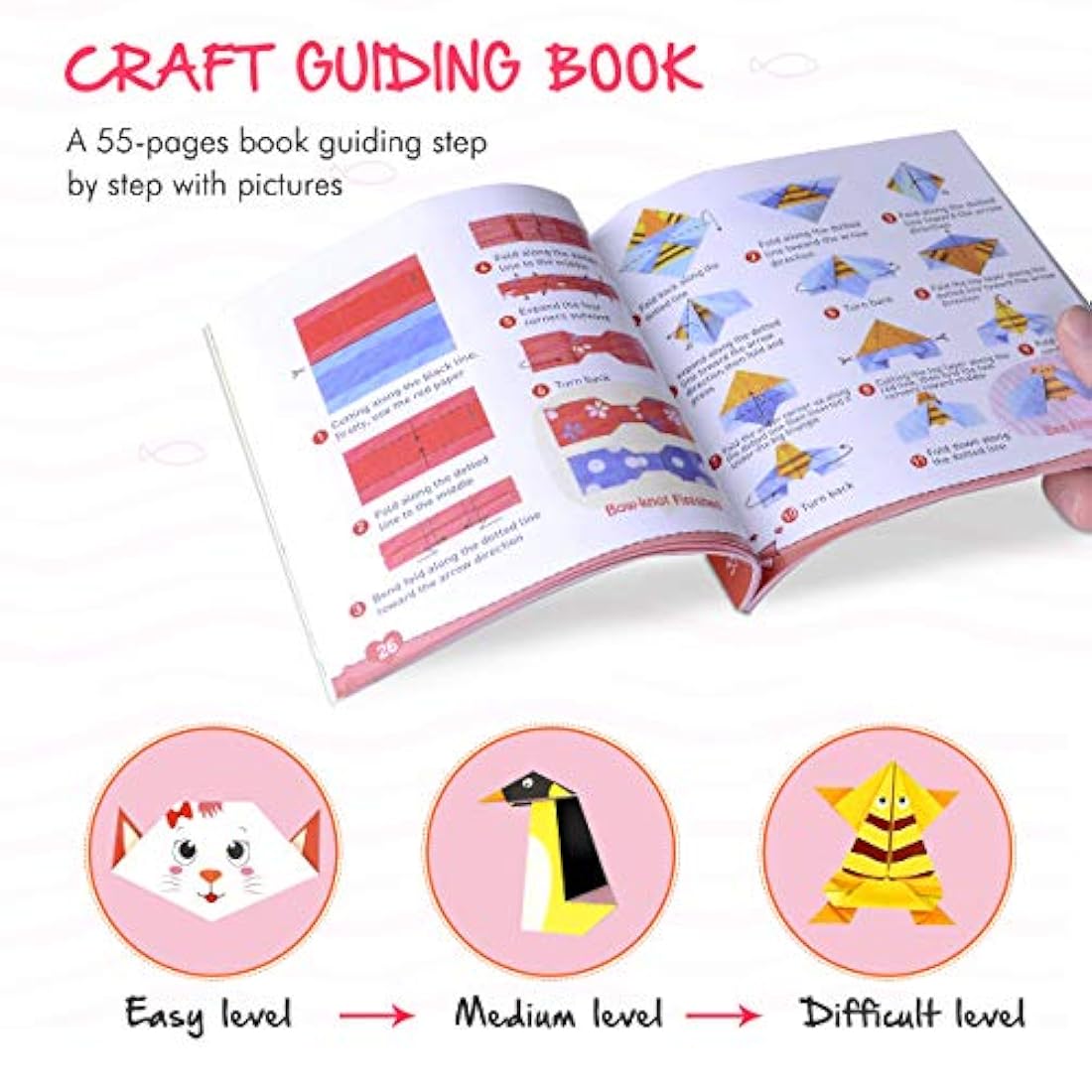 Gamenote Kit de origami colorido para niños