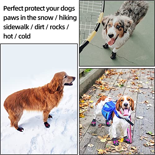 Hcpet - Botas de perro para mascotas, impermeables, transpirables, antideslizantes, 3M, con correa reflectante de tamaño pequeño a grande, 4 unidades