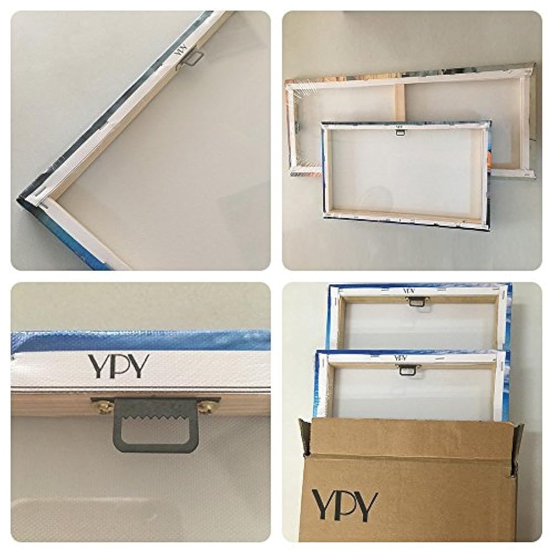 YPY - Lienzo negro y rojo con 4 paneles abstractos