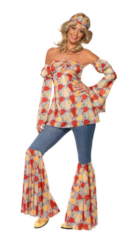 Disfraz de hippie vintage de la década de 1970 de Smiffy