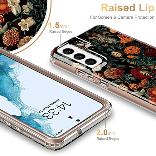 ESDOT Funda para Samsung Galaxy S22, grado militar, prueba de caídas de 21 pies, funda resistente con diseños de moda para mujeres y niñas, funda protectora para Galaxy S22 de 6.1 pulgadas, jardín de flores