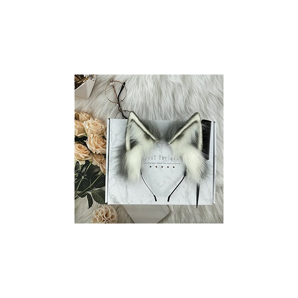 Disfraces de Diadema de orejas de lobo gris talla única