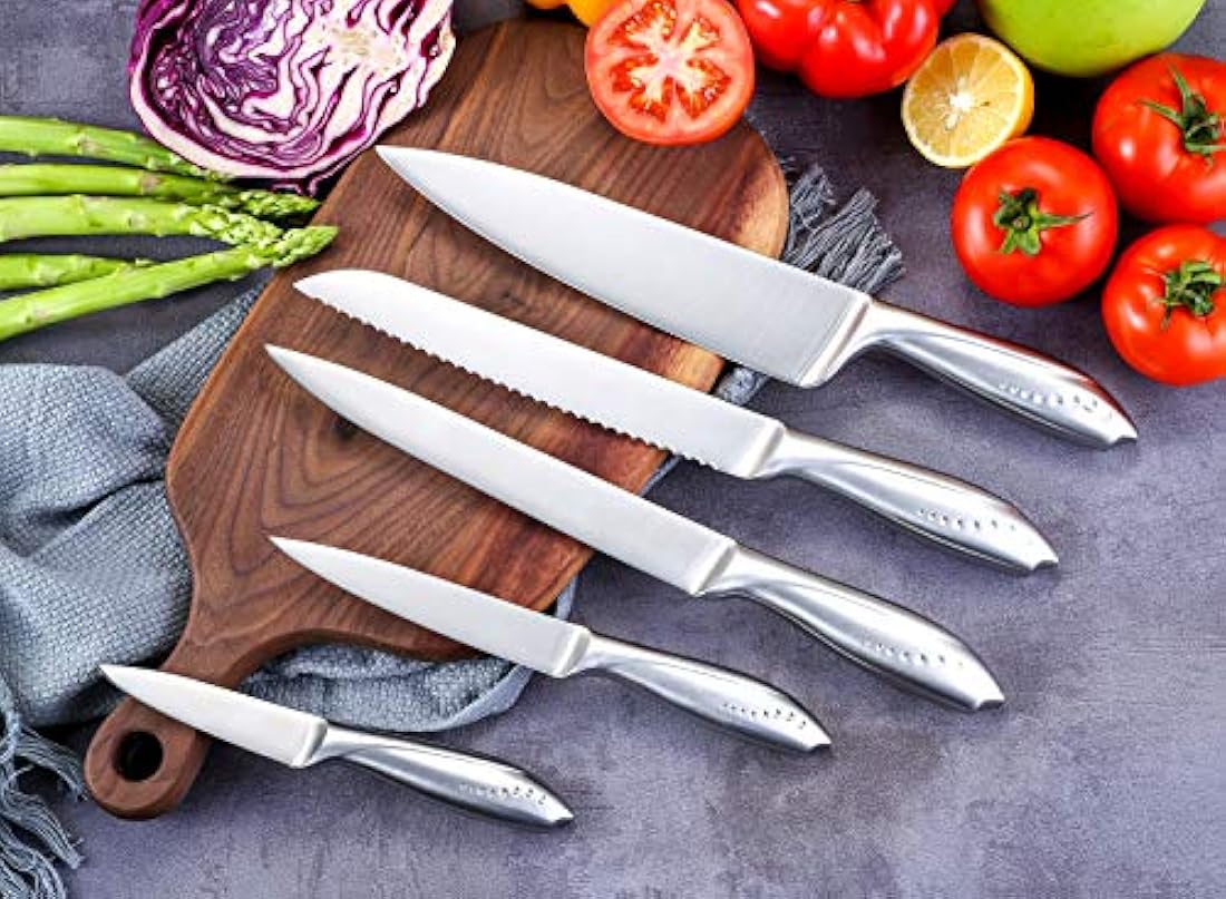 Juego de 5 cuchillos de cocina WELLSTAR, cuchilla afilada