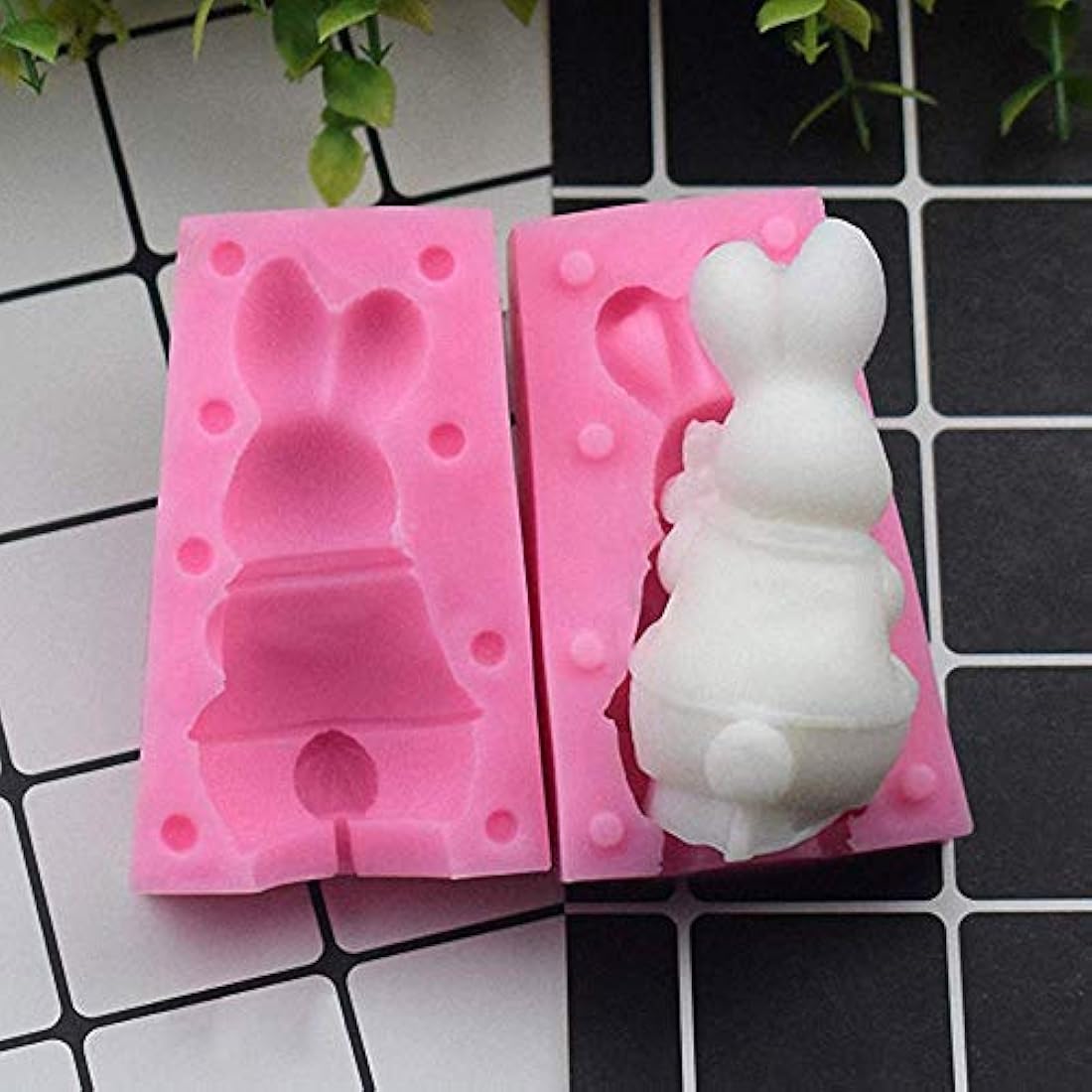 Molde 3D de conejo con zanahoria de silicona para velas