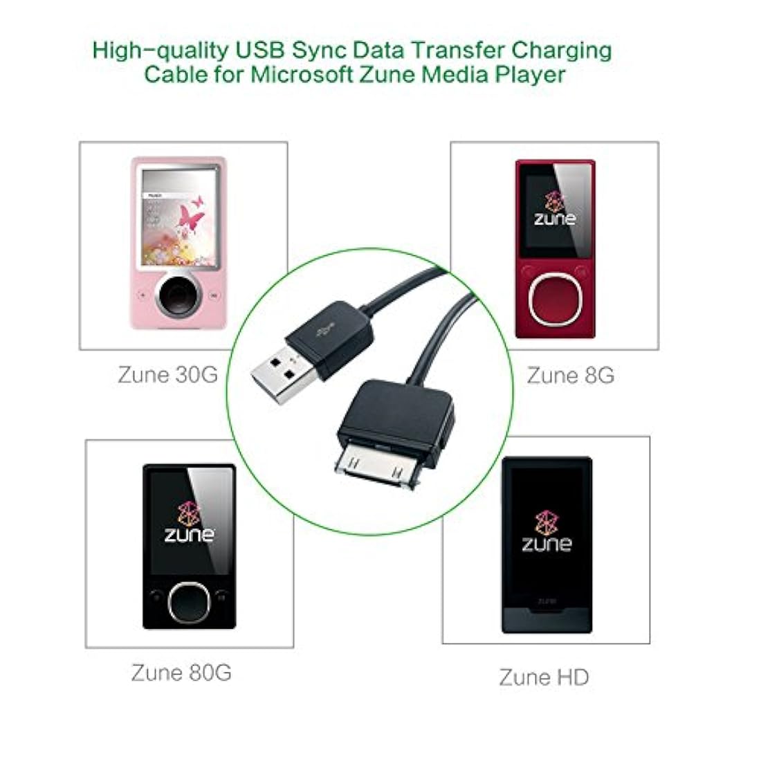 Super adaptador cargador de 5 pies USB Sync cable de datos