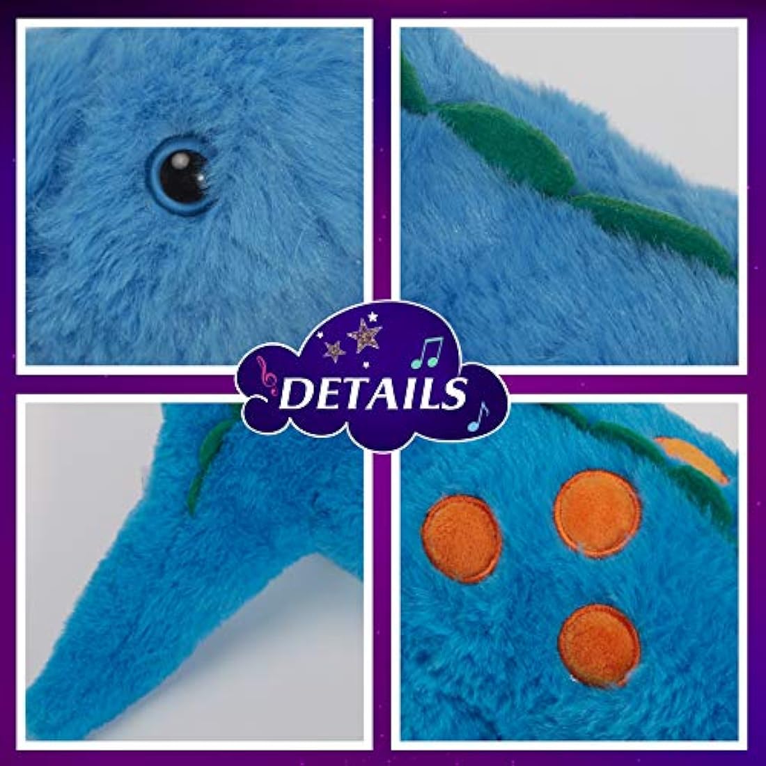 Almohada de peluche con diseño de dinosaurio musical