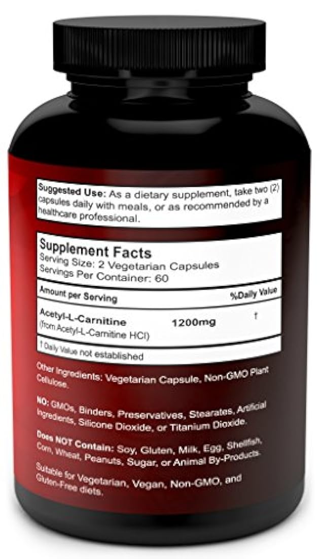 Suplemento de L Carnitina 120 Cápsulas vegetarianas