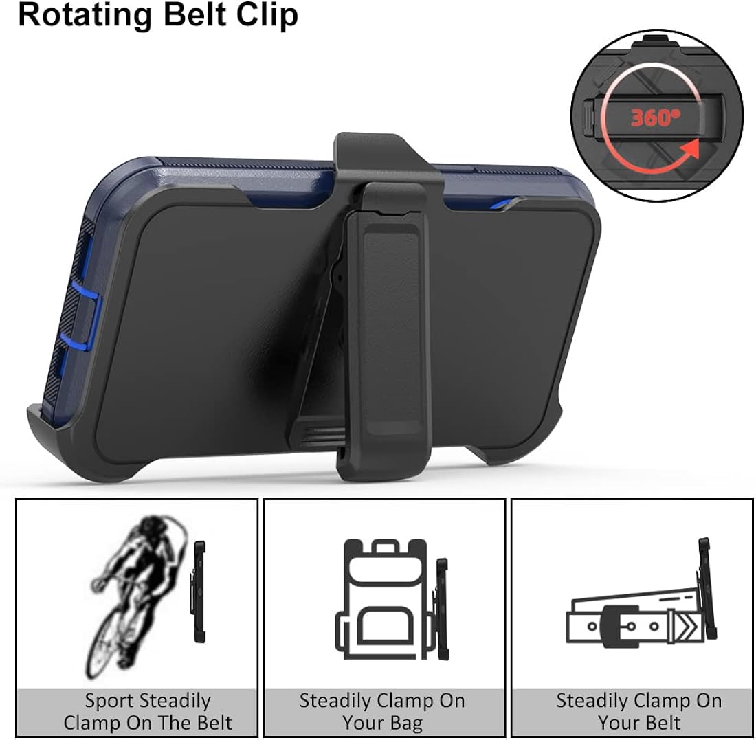 TASHHAR Funda para teléfono iPhone 13 Pro Max, resistente a prueba de golpes, funda protectora con clip para cinturón para Apple iPhone 13 Pro Max 5G 2021 (azul marino)