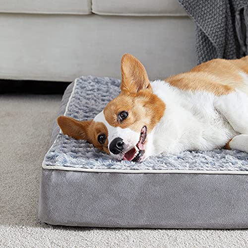 WNPETHOME Cama ortopédica grande para perro, cama para perros grandes con caja de espuma de huevo, cama para mascotas con suave felpa de rosa impermeable, funda de cama lavable extraíble