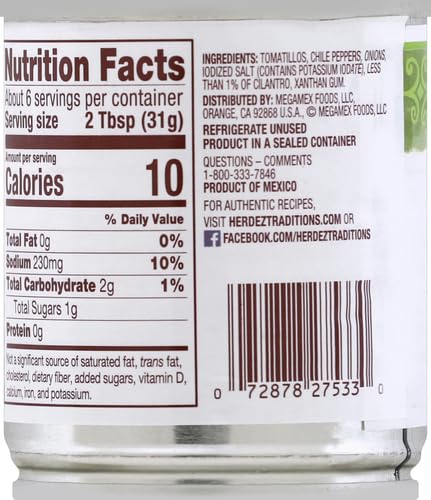 Salsa Verde Mild 7 oz - Herdez Salsa Verde, Suave, 198g