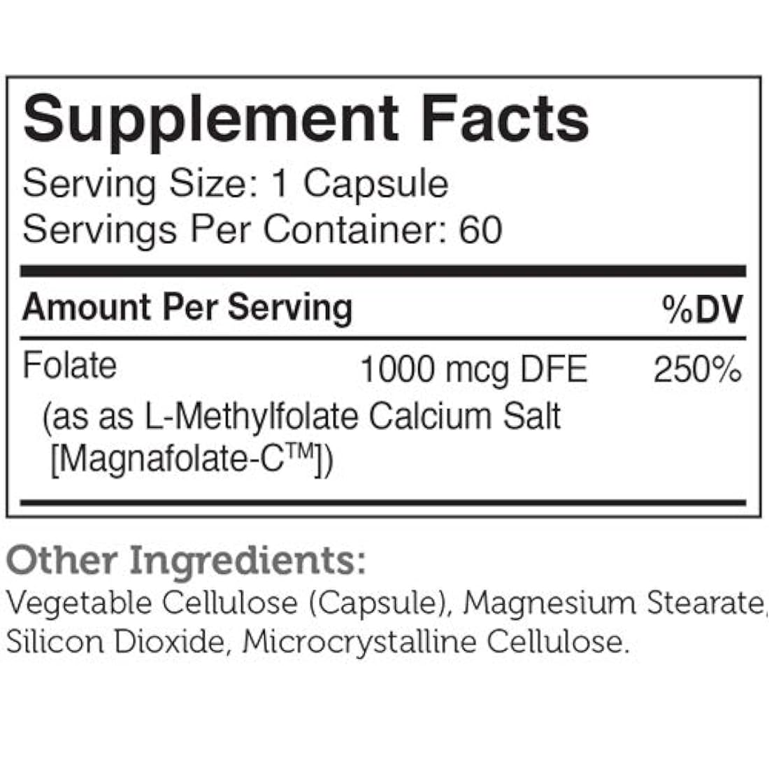 Zahler Methyl Folate (ácido quatrefolico), 1000MCG, apoya un desarrollo fetal saludable, certificado Kosher, 60 cápsulas