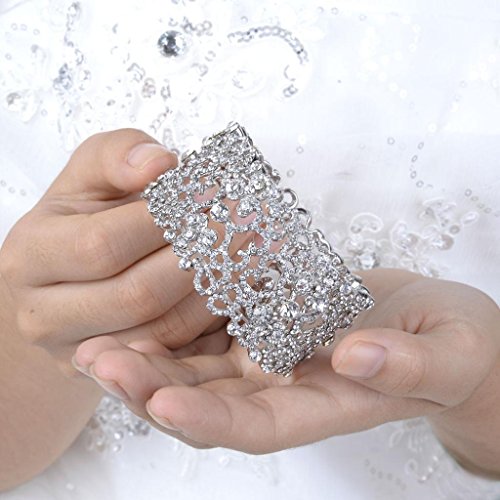 EVER FE Brazalete elástico de novia de cristal austriaco