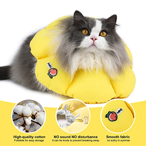HiDREAM - Collar de cono de gato, bonito collar isabelino impermeable para gatos, antimordeduras, curación de heridas, collar de recuperación de gatos, flor amarilla, estilo para todas las estaciones