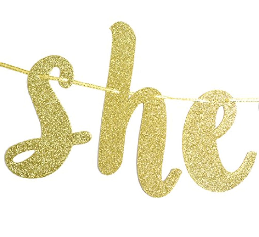 Qttier He Asked She Said Yes Gold Glitter Banner - Boda