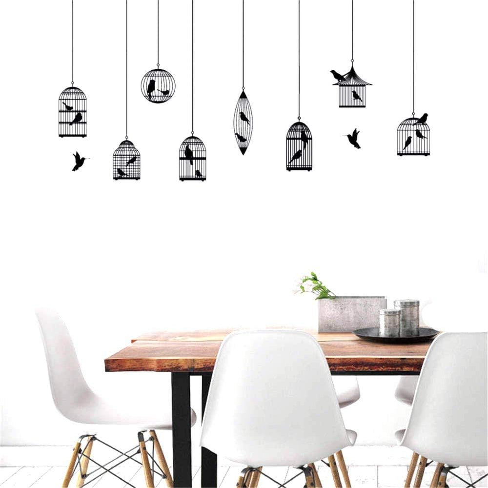 BIBITIME Calcomanías de vinilo negro para pared, diseño de pájaros, para sala de estar, comedor, escuela, aula, ventana, guardería, dormitorio, habitación de niños, decoración para el hogar, murales artísticos