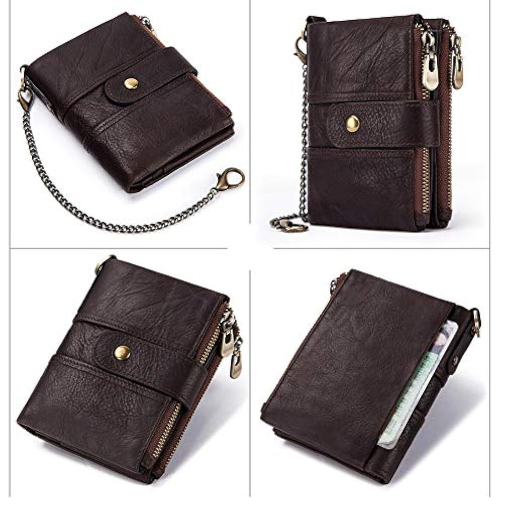 Boshiho billeteras de piel real RFID bloqueo bifold  hombres