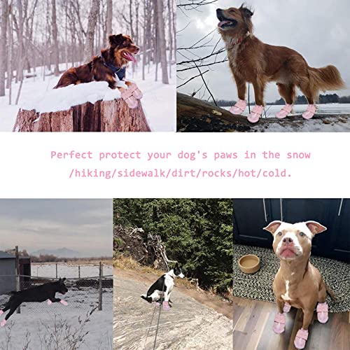 XSY&G - Botas para perro, zapatos impermeables para perros, botines con suela resistente reflectante antideslizante para perro, zapatos para perros de tamaño mediano, 4 piezas