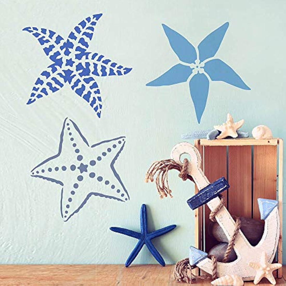 Plantilla de decoración de estrellas de mar de rayas