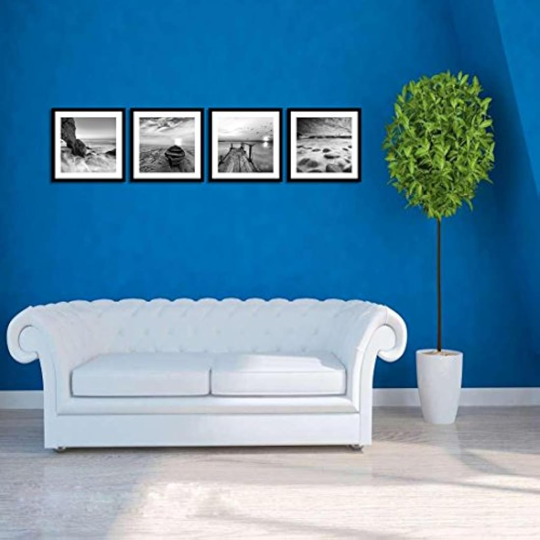 Englant juego de 4 paneles con paisaje marino y amanecer