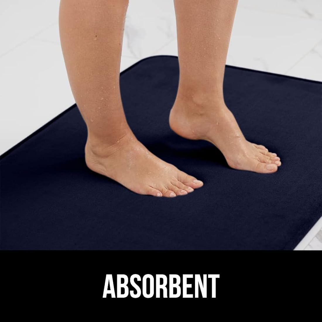 Alfombra de baño absorbente, lavable a máquina.