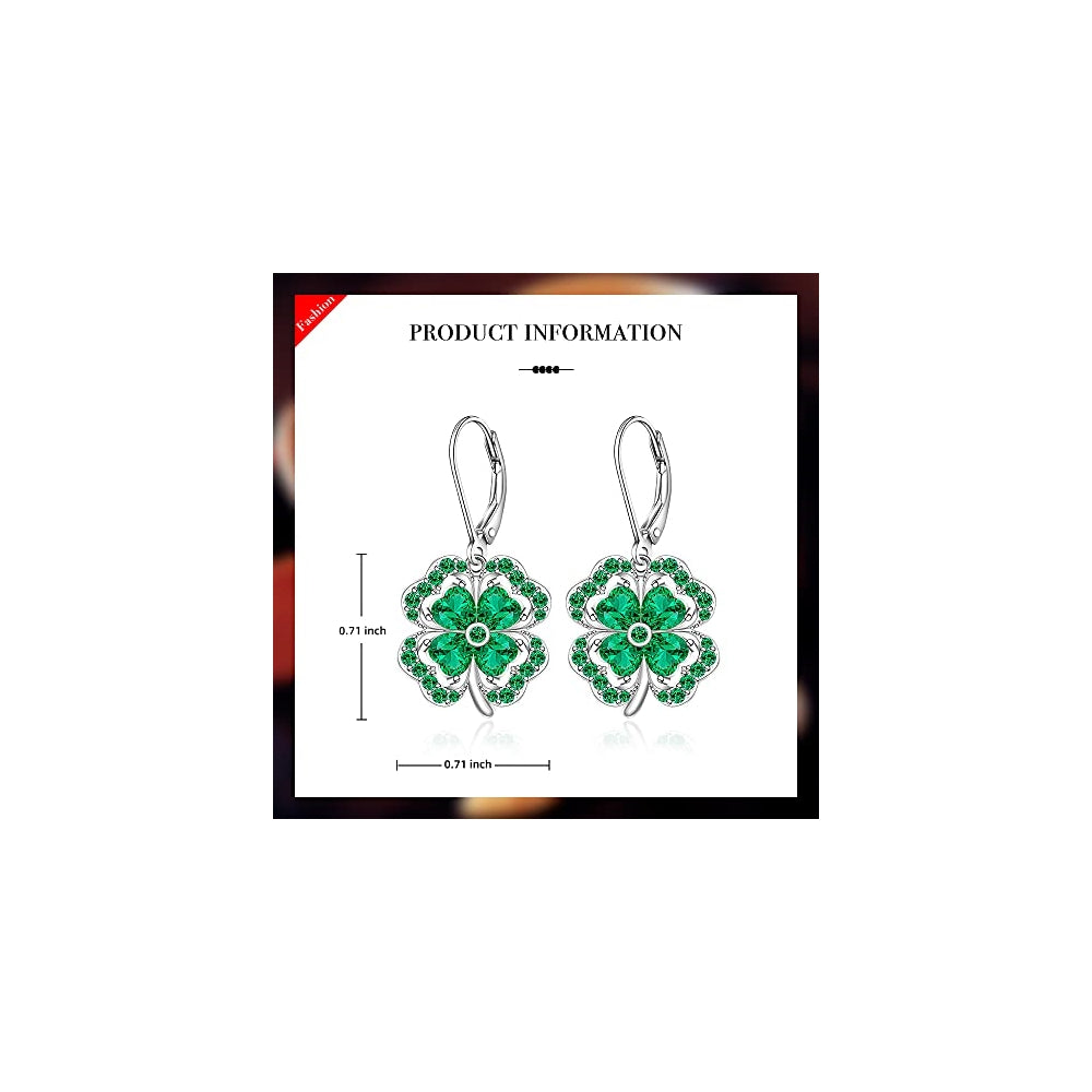 Aretes de trébol de plata con diseño para mujeres