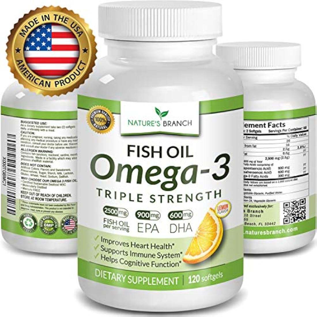 aceite de pescado 2500 mg sin quemar de alta potencia,