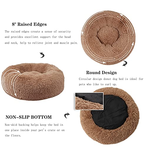 Cama para perros pequeños, medianos y grandes, diseño redondo, relajante, antiansiedad, lavable a máquina, cálido, cómodo y suave, para mascotas de 10 a 100 libras