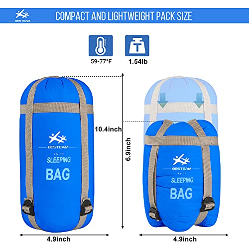 BESTEAM Saco de dormir ultraligero para clima cálido, 75 pulgadas de largo x 30 pulgadas de ancho, camping al aire libre, mochila y senderismo, apto para niños, adolescentes y adultos, primavera, verano y otoño, impermeable y compacto