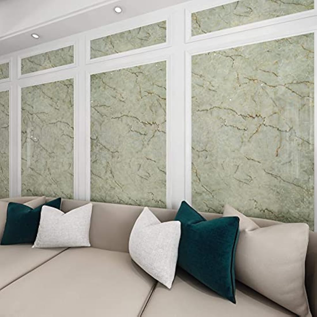 Papel pintado en vinilo tipo mármol verde (15.75 x 472)