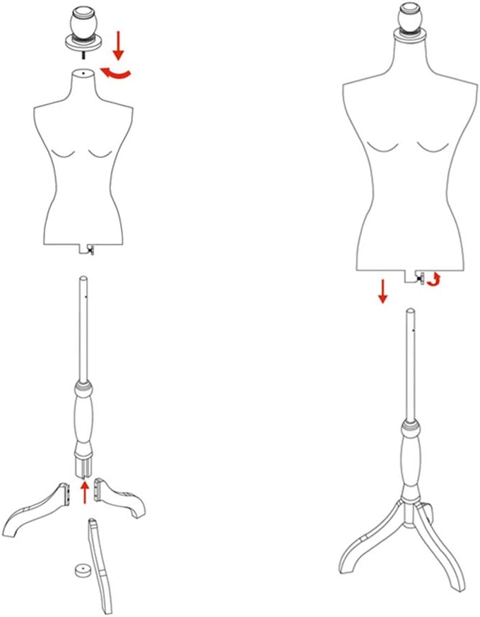 Maniquí Femenino con Base Tripode, Altura Ajustable, Modelo X