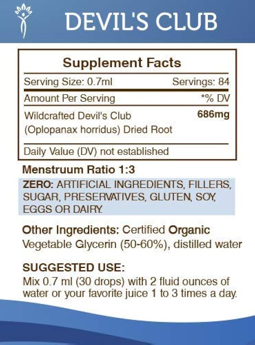Devil 's Club Tintura sin alcohol Extracto de líquido