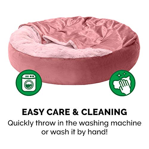 Furhaven Cozy Pet Beds for Small, Medium, and Large Dogs and Cats - Snuggery Hooded Burrowing Cave Tent, Deep Dish Cushion Donut Dog Bed with Attached Blanket, and More