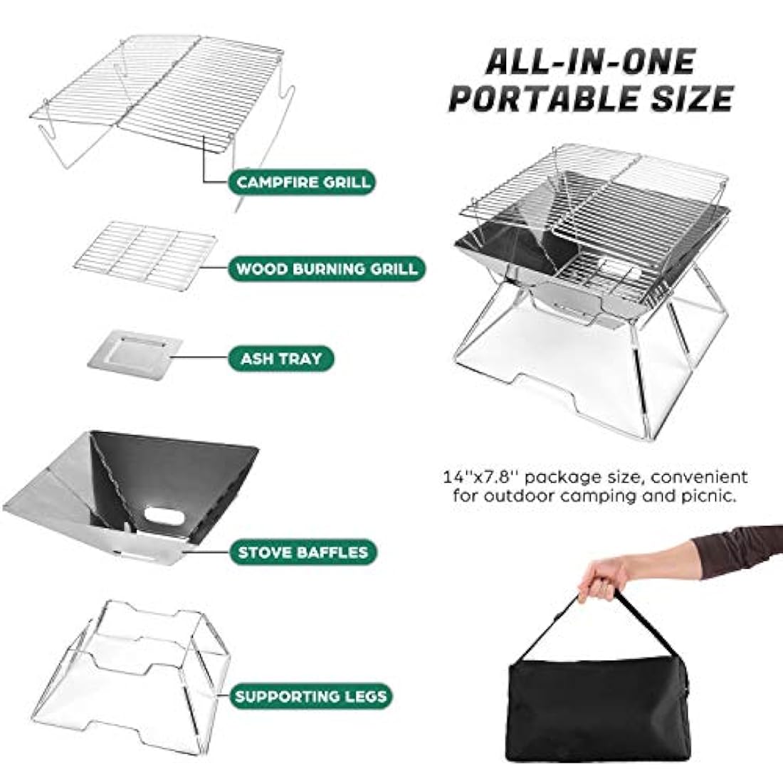 Parrilla plegable para acampada